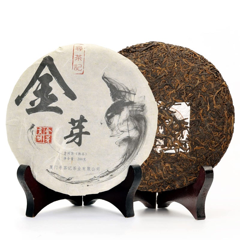 Teavivre Menghai Golden Buds Tribute Ripened Pu-erh Cake Tea (Fermented, Shou, 200g) - Image 2